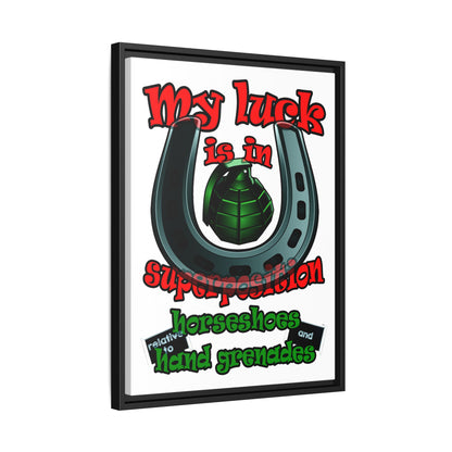 my luck - framed canvas art (white)