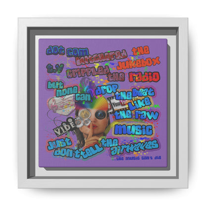 drop the beat - framed canvas art (light purple)