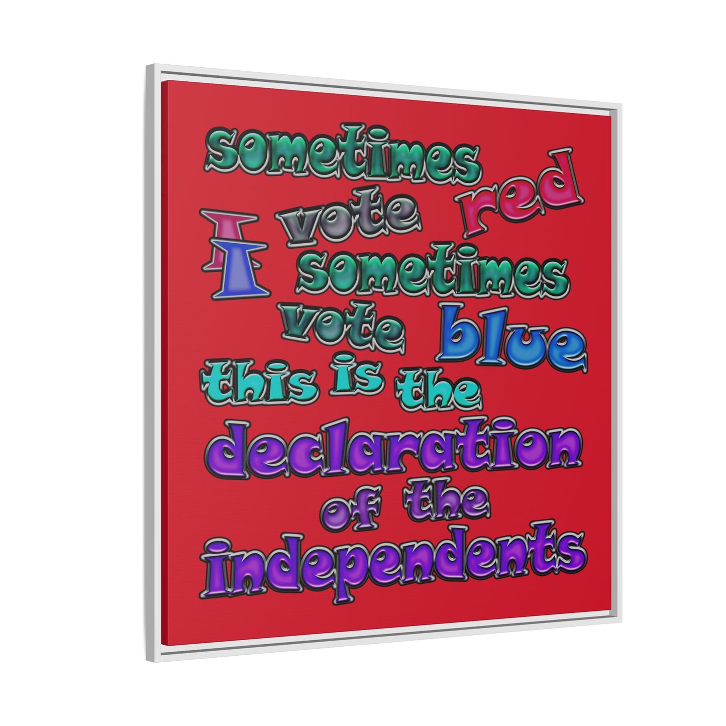 declaration of the independents - framed canvas art (dark red)