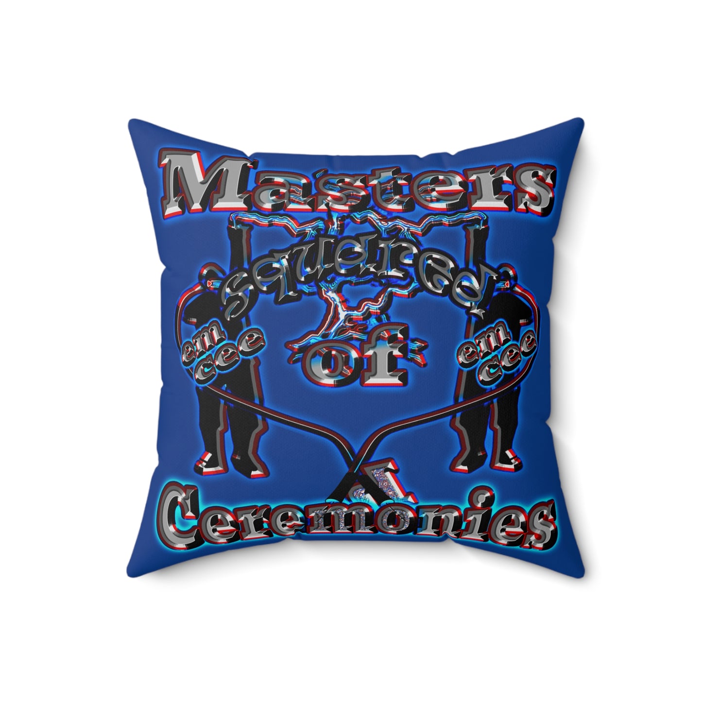 em cee squared - Spun Polyester Square Pillow - (dark blue)