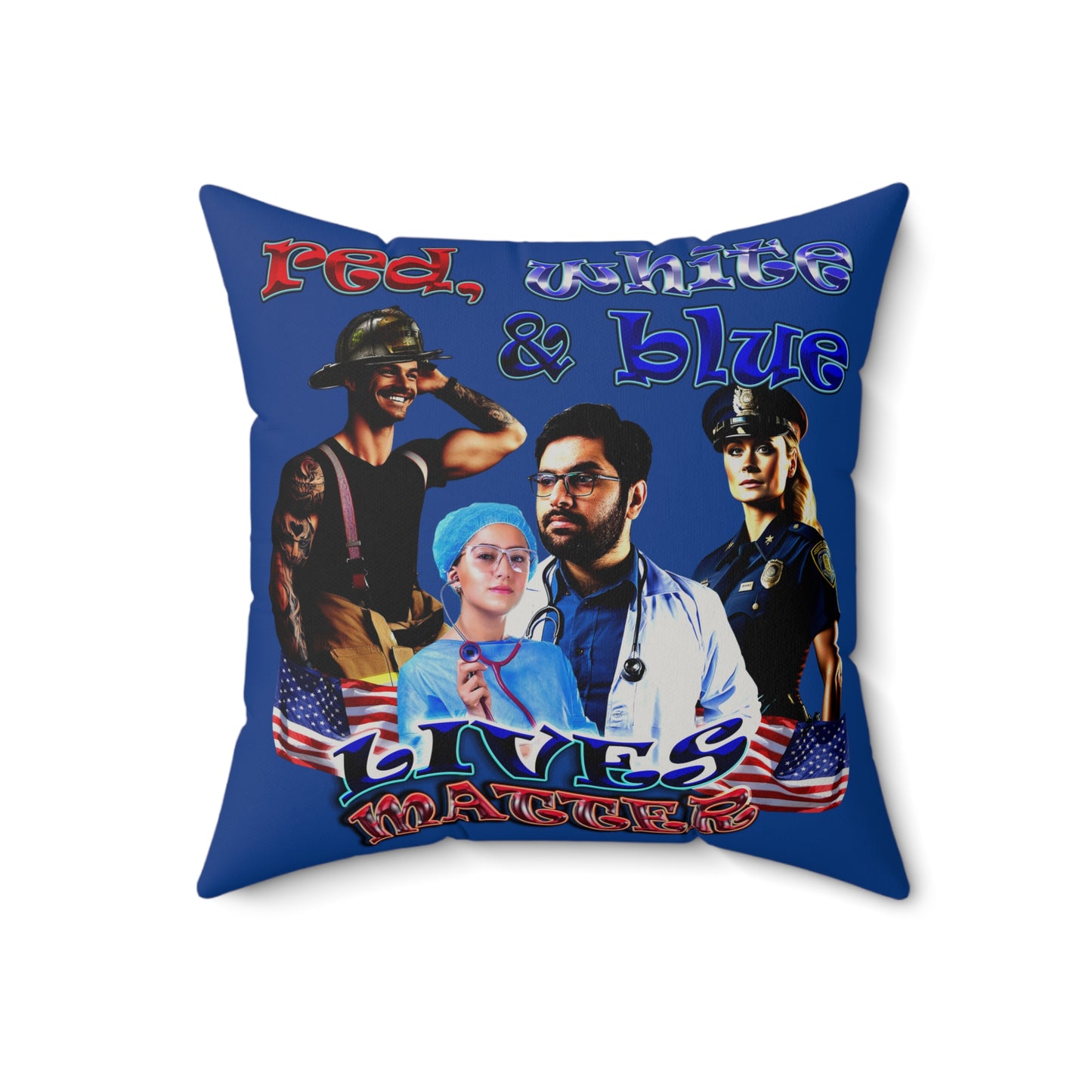 rw&b lives matter - Faux Suede Square Pillow - (dark blue)