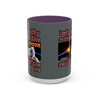 defy conquer reach - Accent Mug (dark grey)