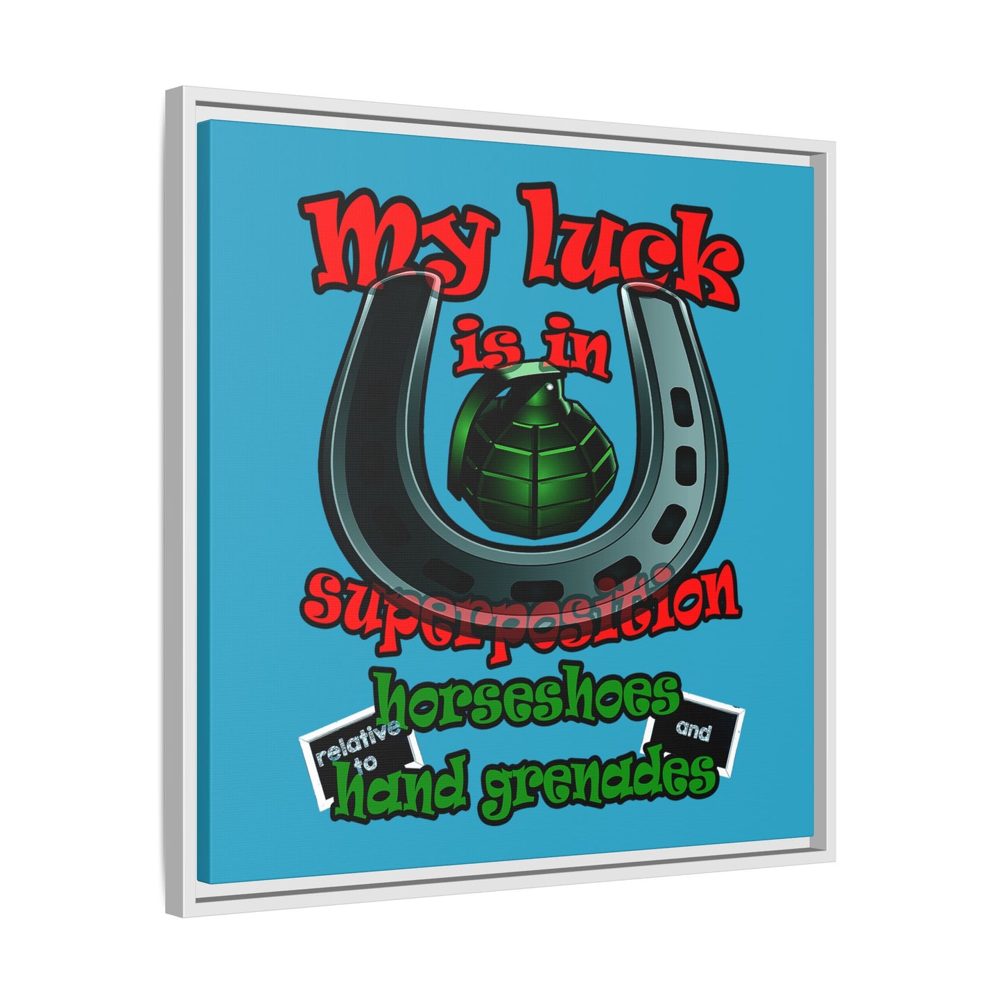 my luck - framed canvas art (turquoise)
