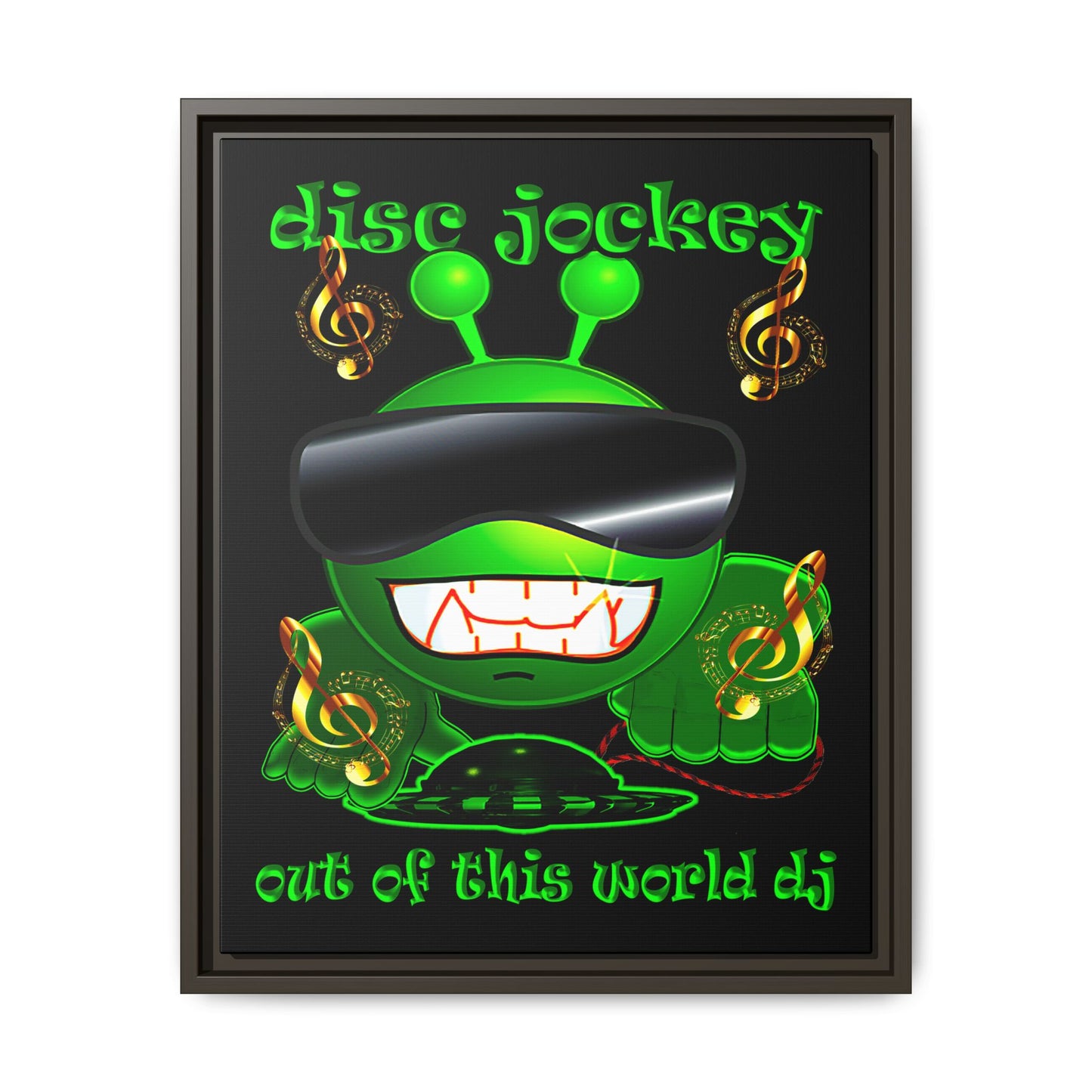 disc jockey - framed canvas art (black)