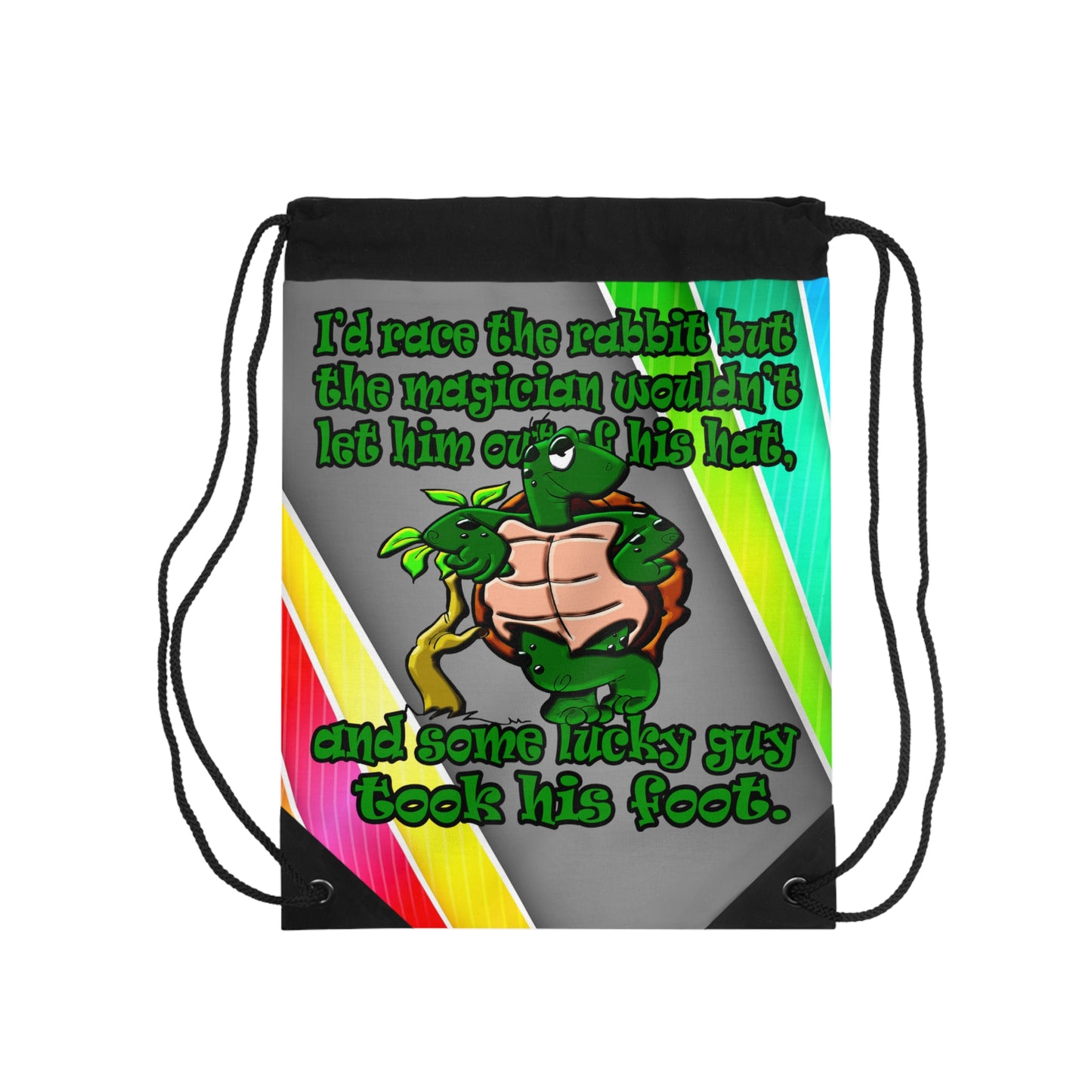 turtle race - Drawstring Bag (rainbow split)