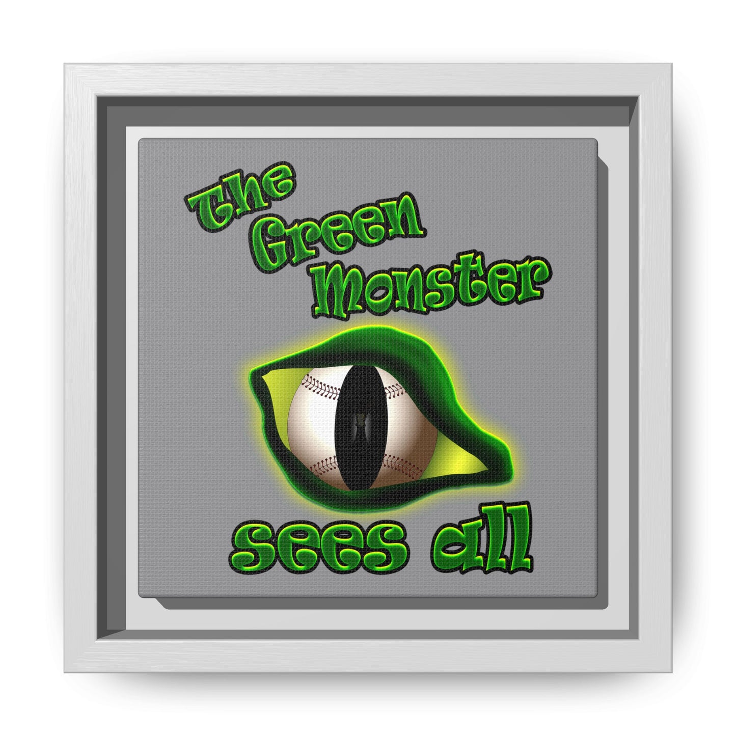 green monster - framed canvas art (grey)