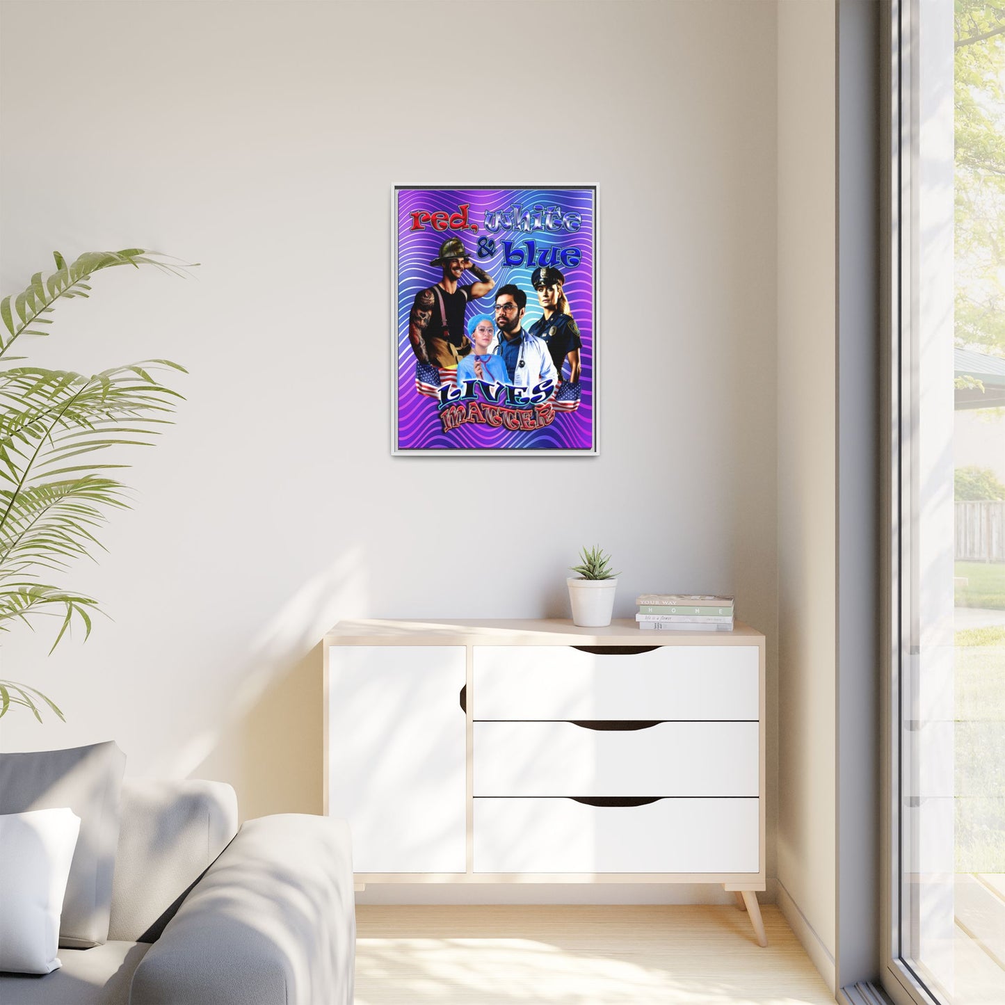 rw&b lives matter - framed canvas art (purple wave)