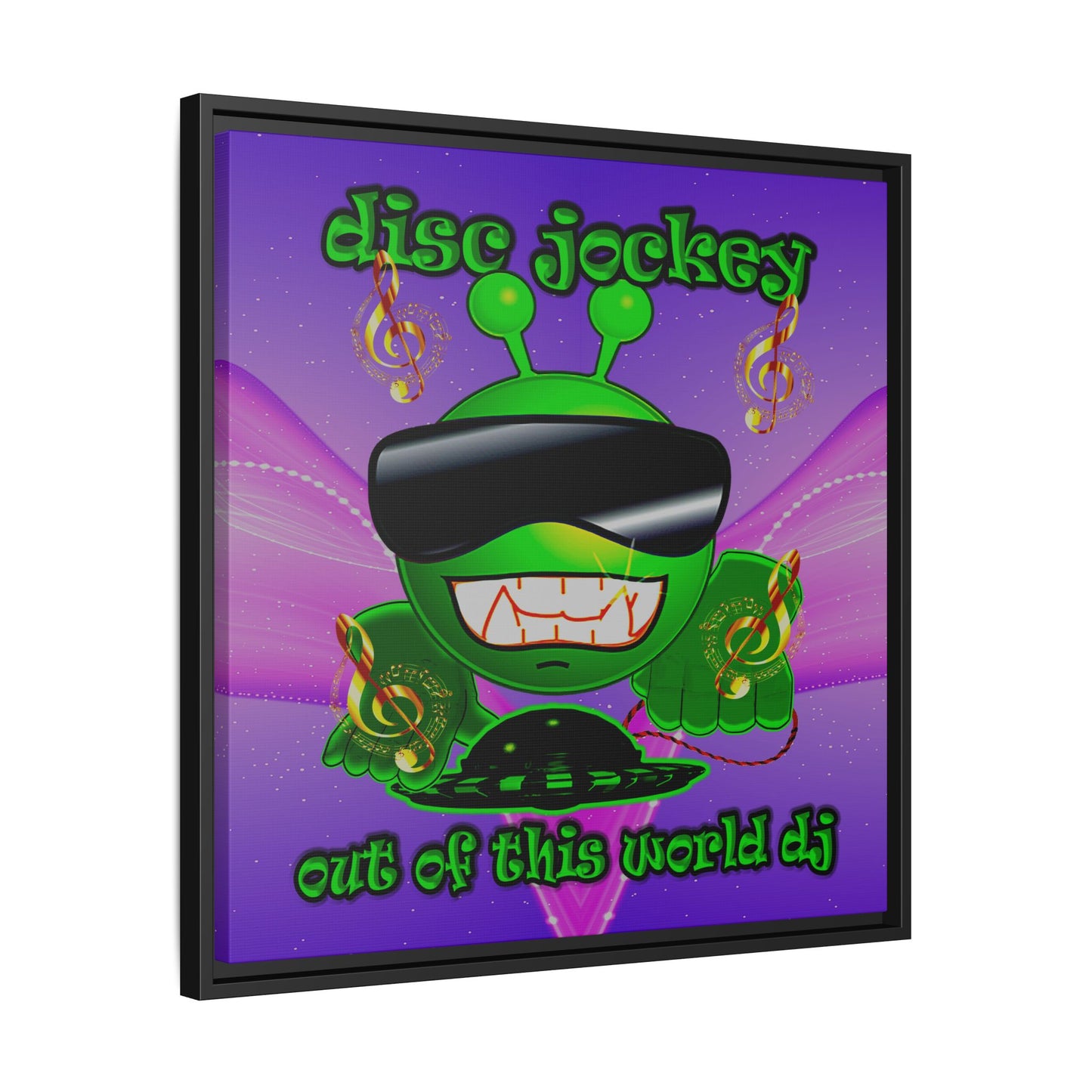 disc jockey - framed canvas art (purple-pink wave)