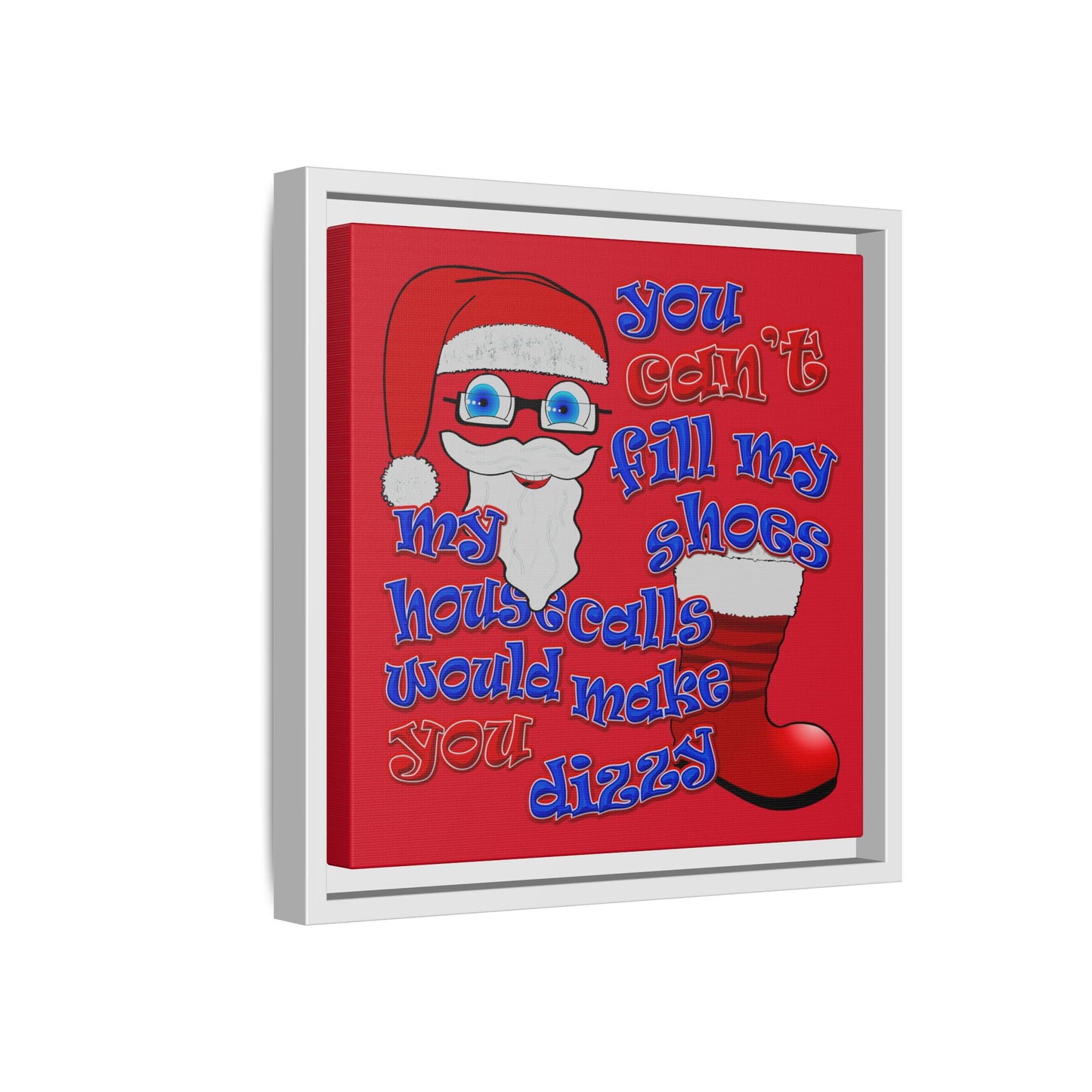 santa's shoes - framed canvas art (dark red)