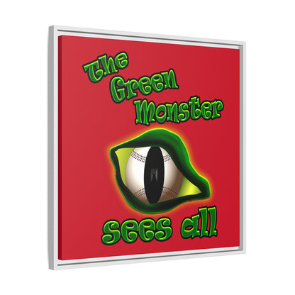 green monster - framed canvas art (dark red)