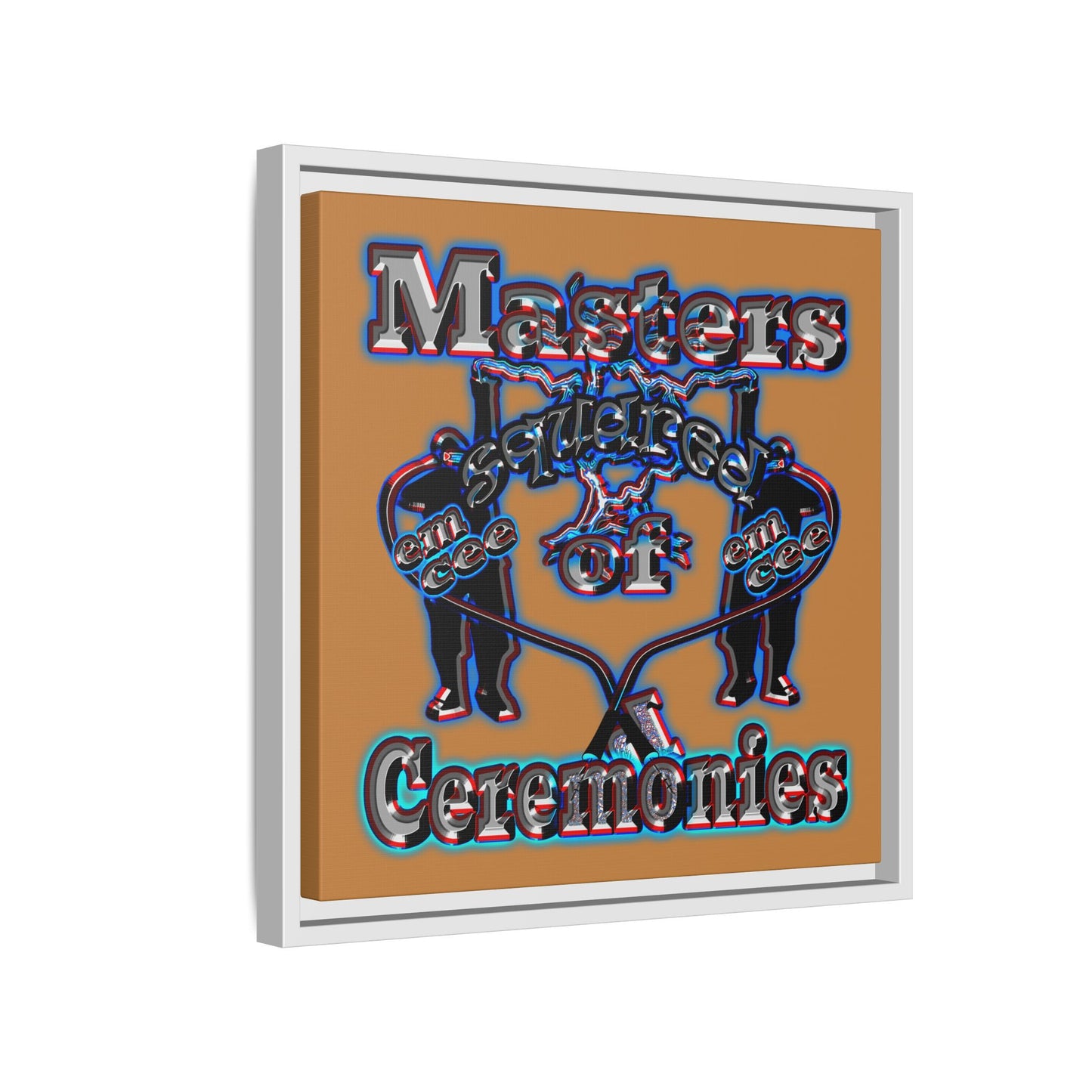 em cee squared - framed canvas art (light brown)