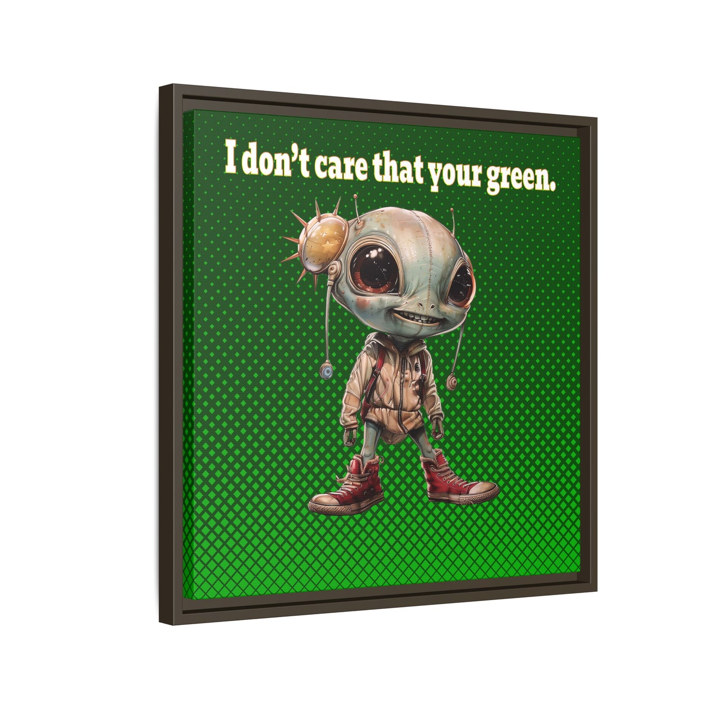I don't care that your green - framed canvas art (logo green)