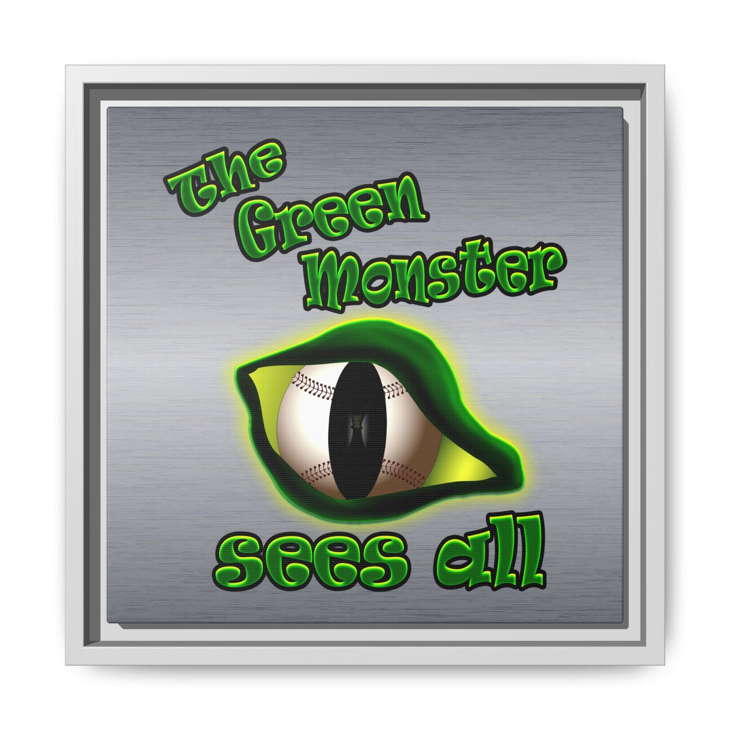 green monster - framed canvas art (brushed nickel)
