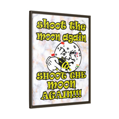 shoot the moon again - framed canvas art (white marble)
