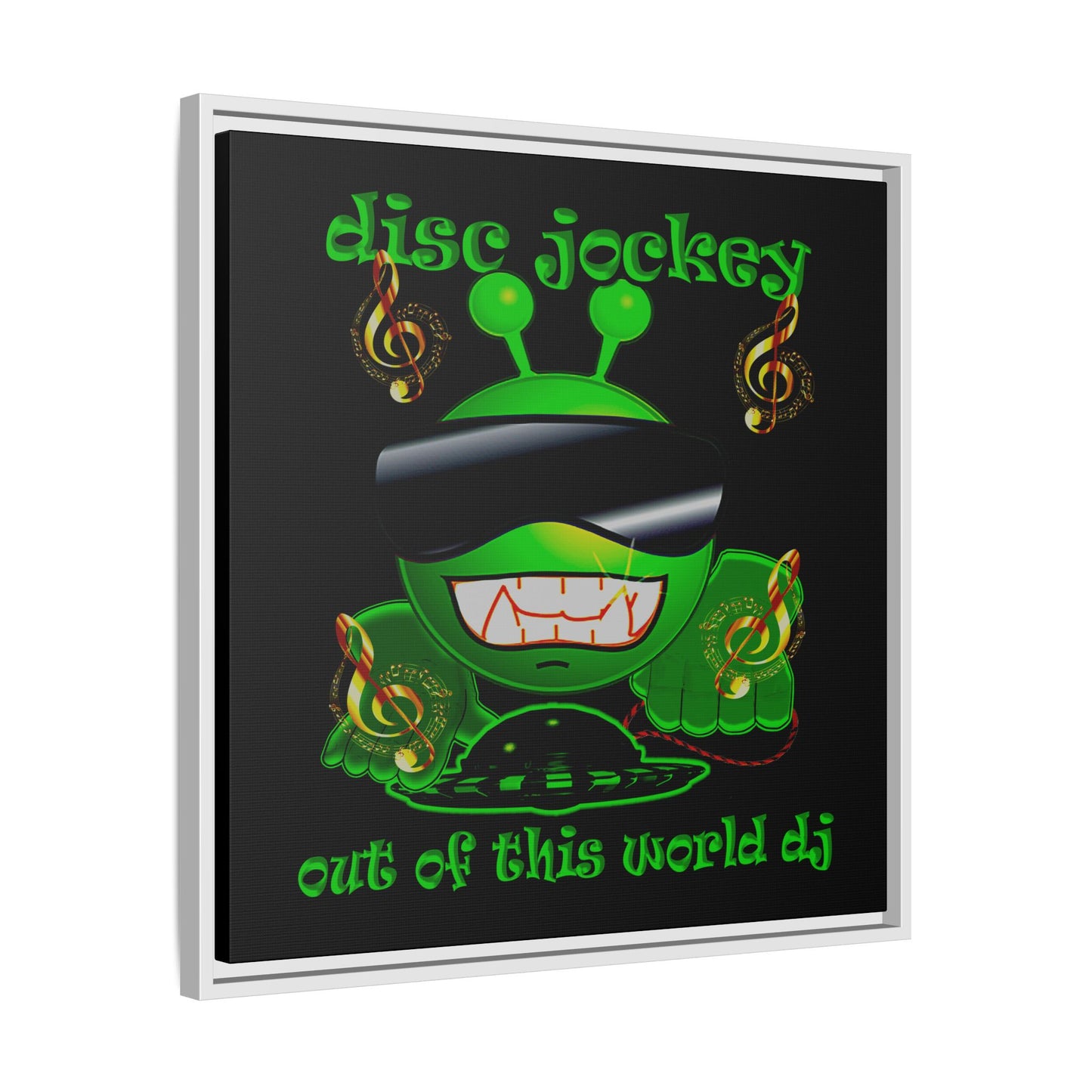 disc jockey - framed canvas art (black)