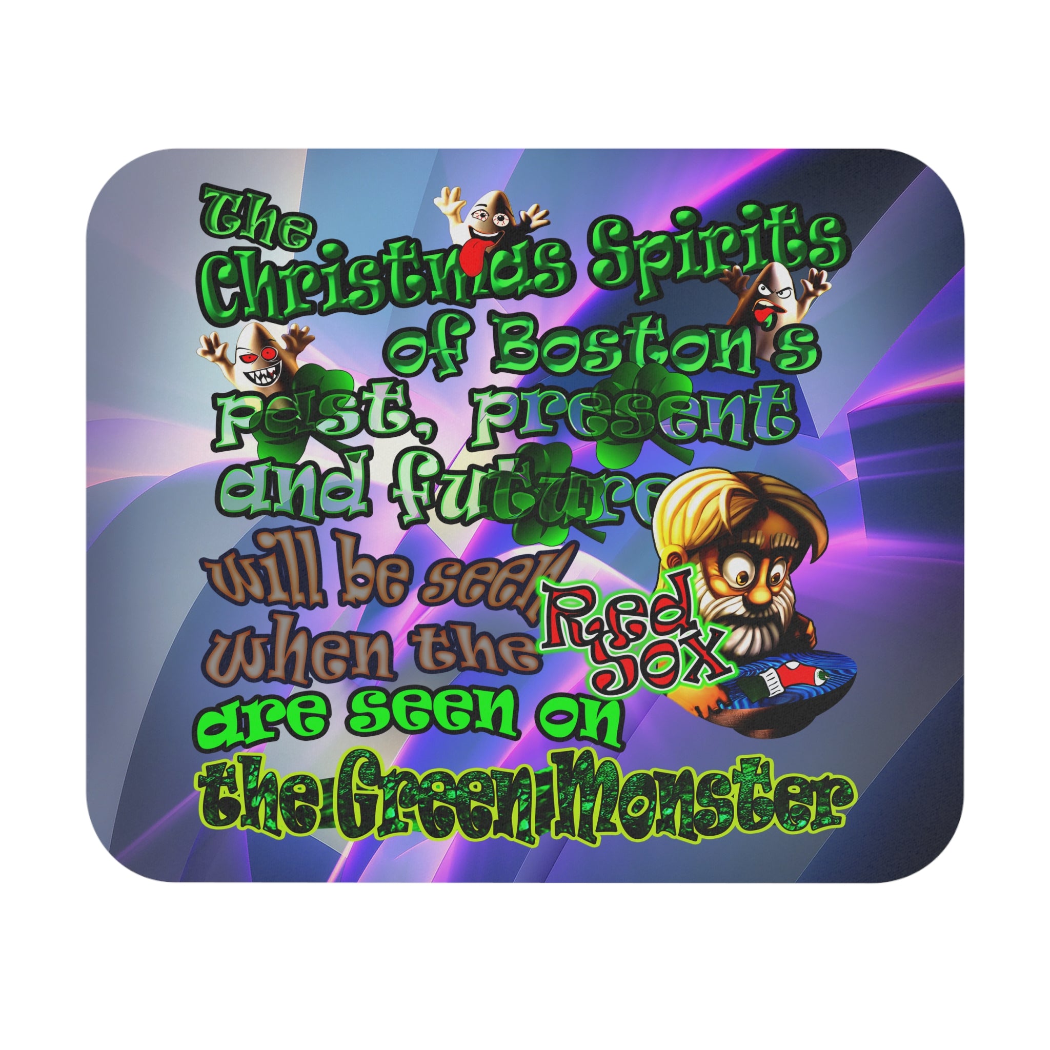 christmas spirits of boston - Mouse Pad (Rectangle) (grey-pink wave)