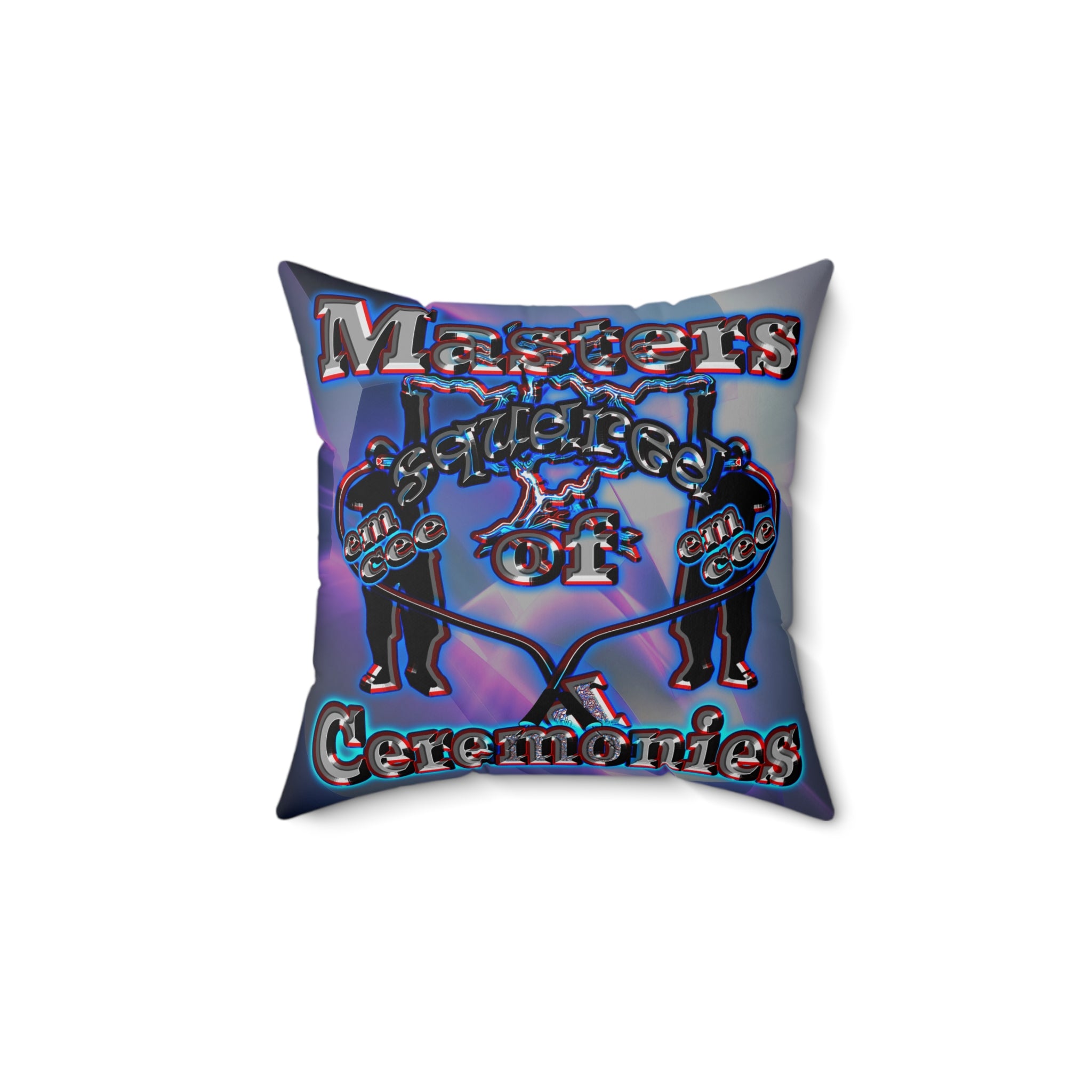 em cee squared - Spun Polyester Square Pillow - (grey-pink wave)