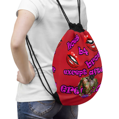 hoes b4 bros - Drawstring Bag (dark red)