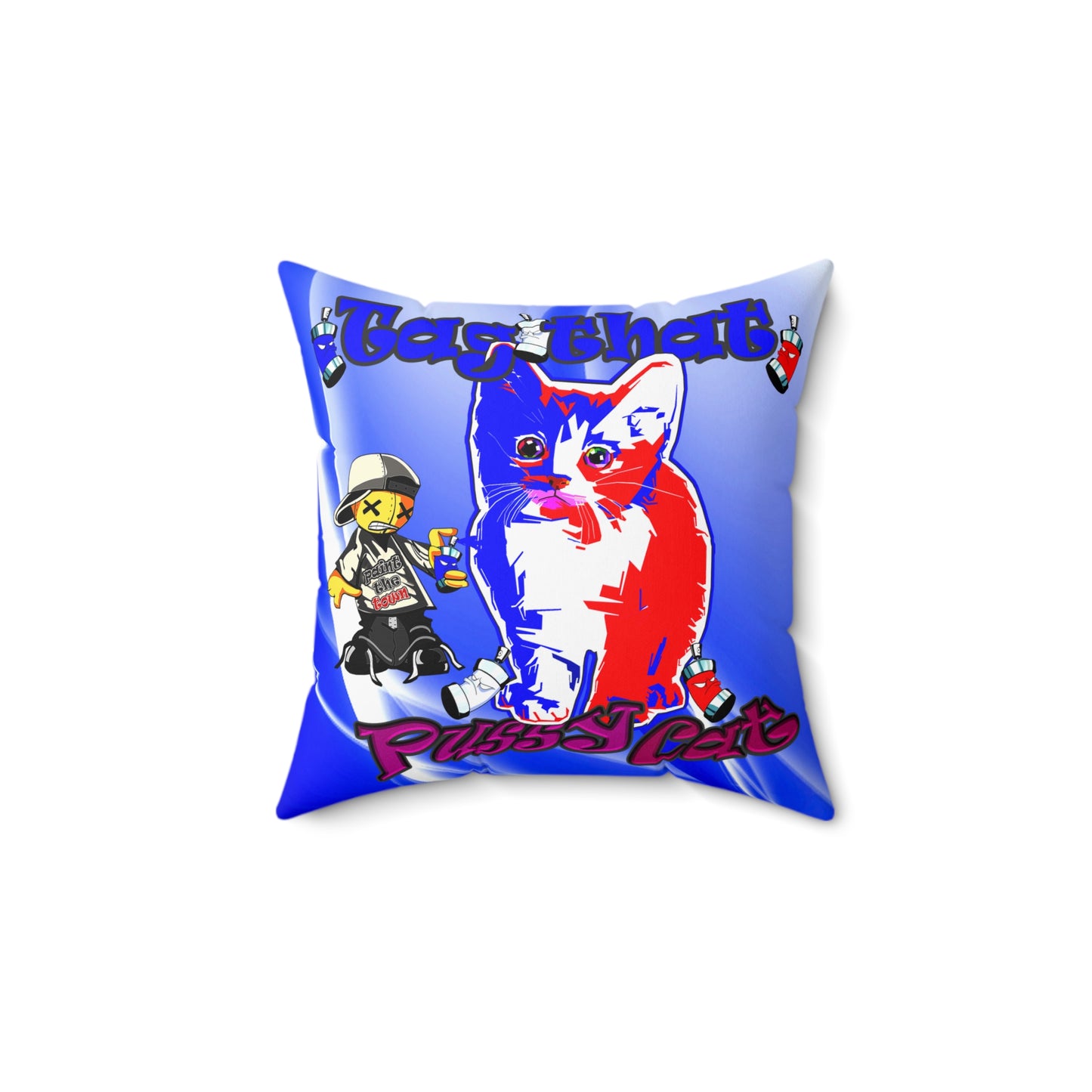tag that - Spun Polyester Square Pillow - (blue-white wave)