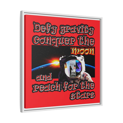 defy conquer reach - framed canvas art (red)
