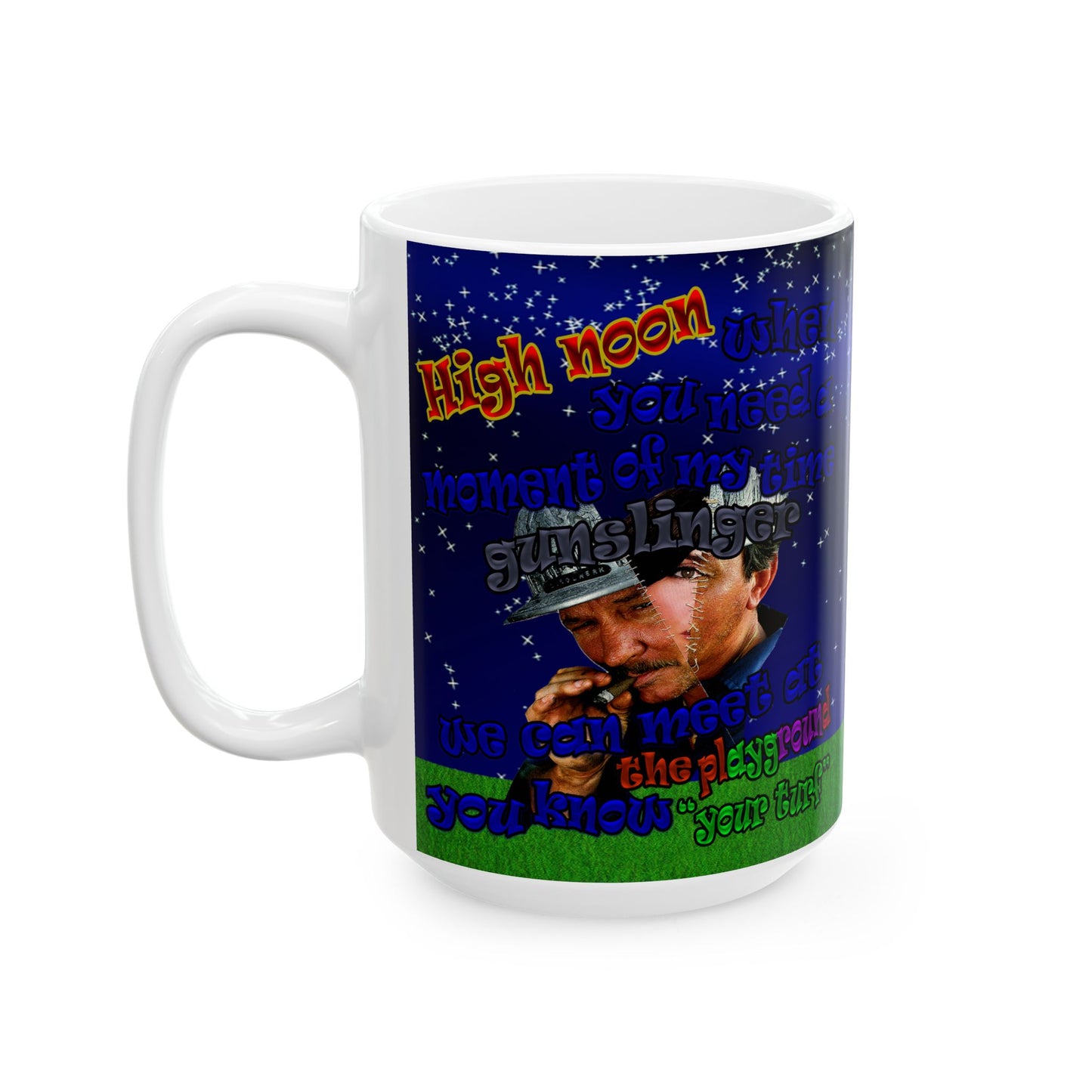 high noon - White Mug ('snoops' background)