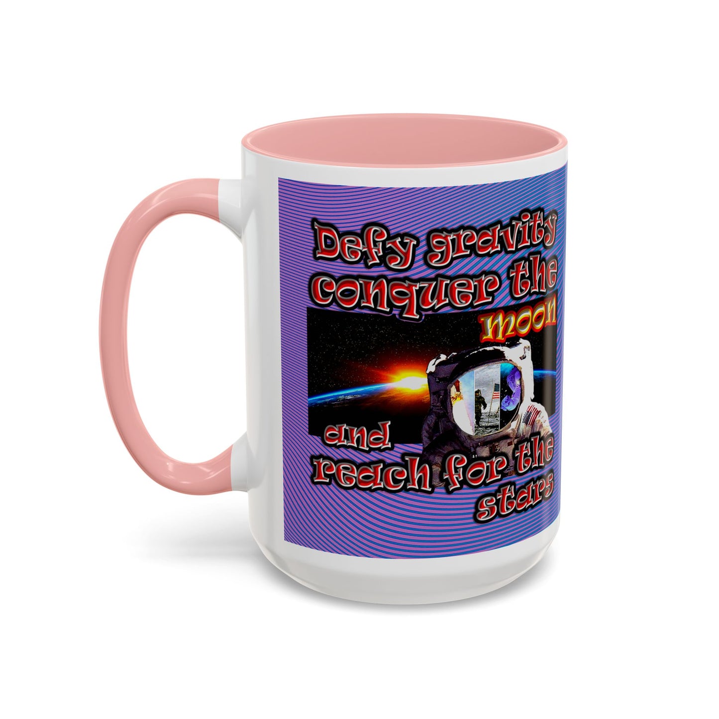 defy conquer reach - Accent Mug (light blue-purple wave)