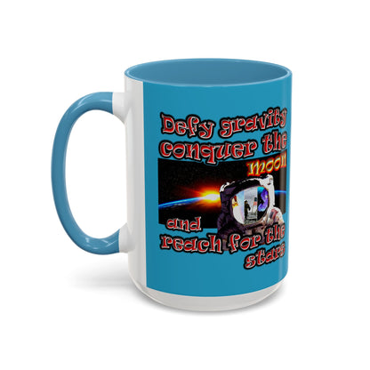 defy conquer reach - Accent Mug (turquoise)