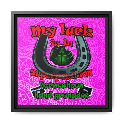 my luck - framed canvas art (pink swirl)