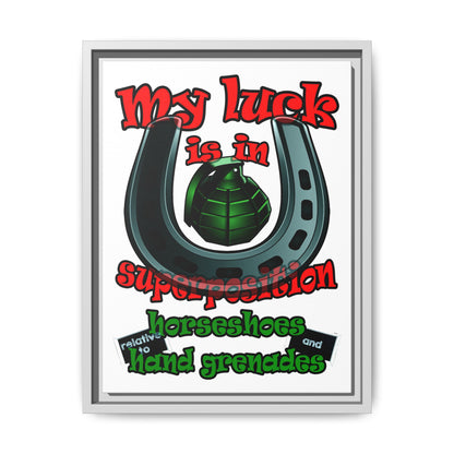 my luck - framed canvas art (white)