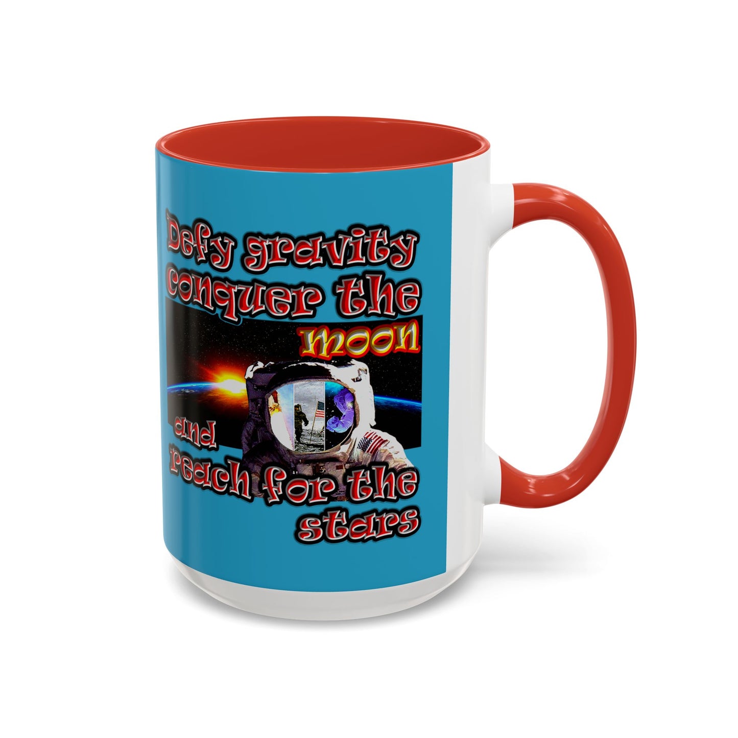 defy conquer reach - Accent Mug (turquoise)