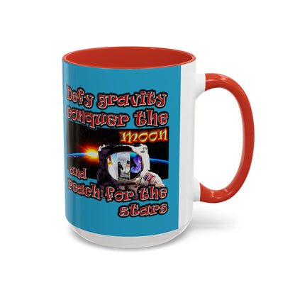 defy conquer reach - Accent Mug (turquoise)