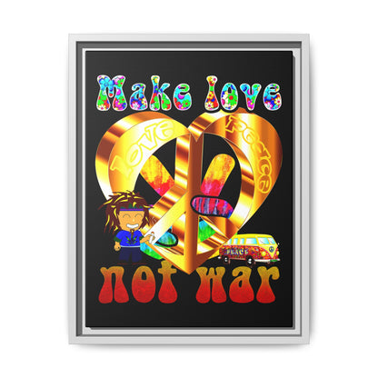 love peace - framed canvas art (black)