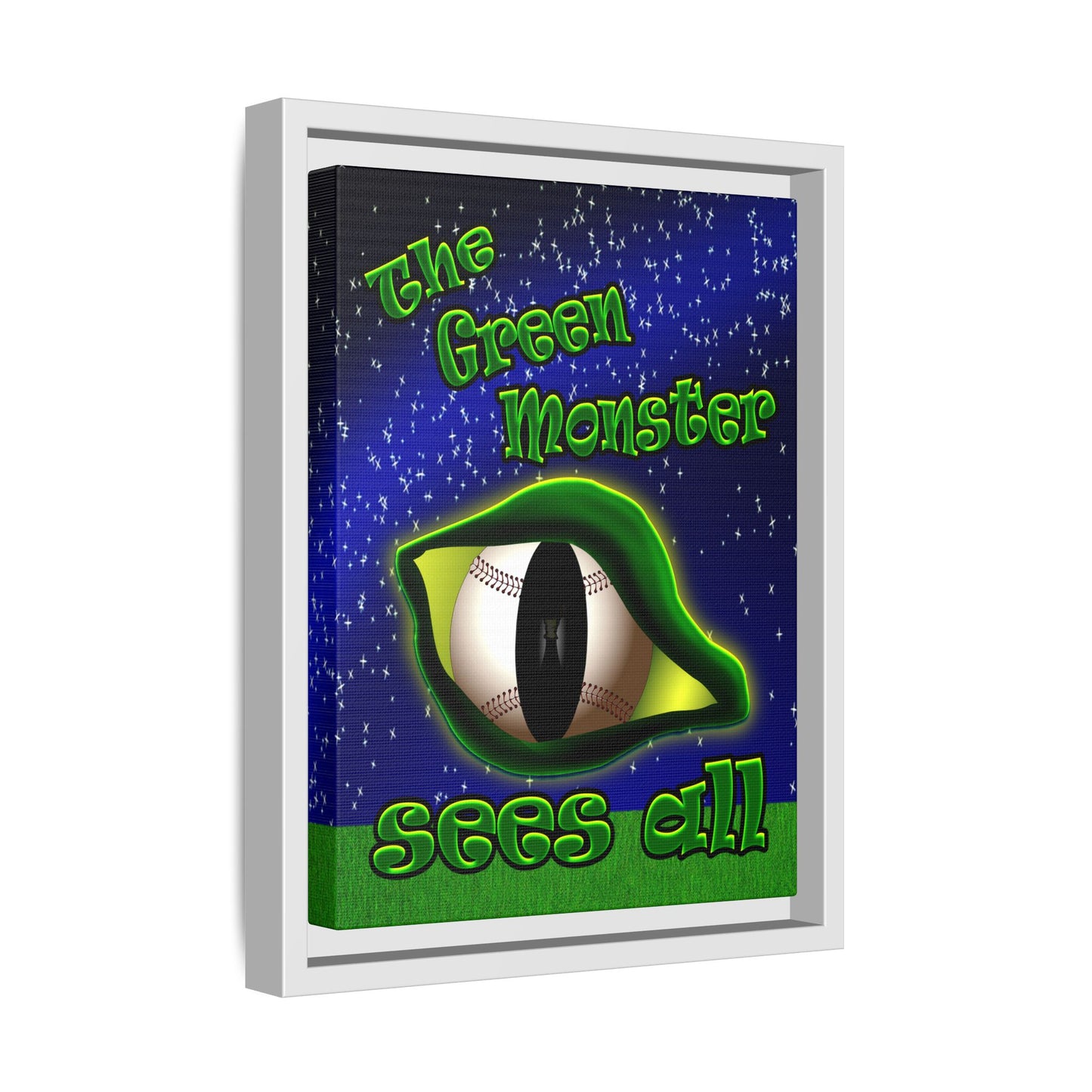 green monster - framed canvas art ('snoops' background)