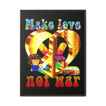 love peace - framed canvas art (black)