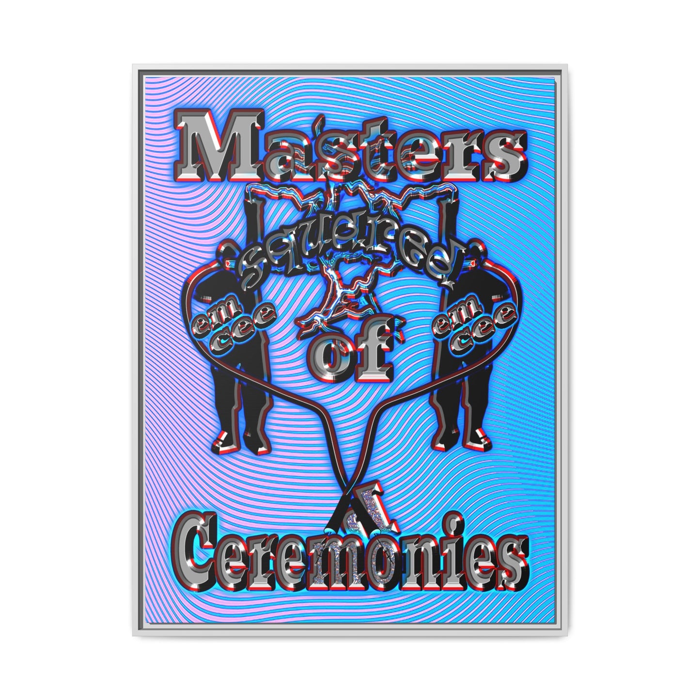 em cee squared - framed canvas art (light blue-purple wave)