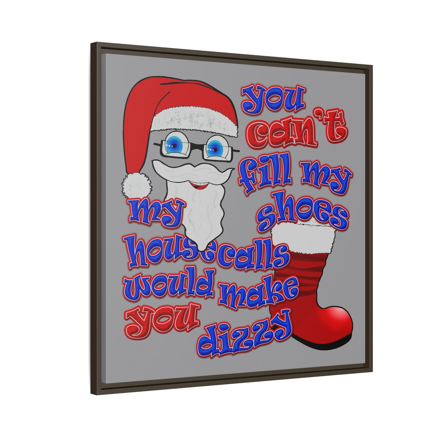 santa's shoes - framed canvas art (grey)