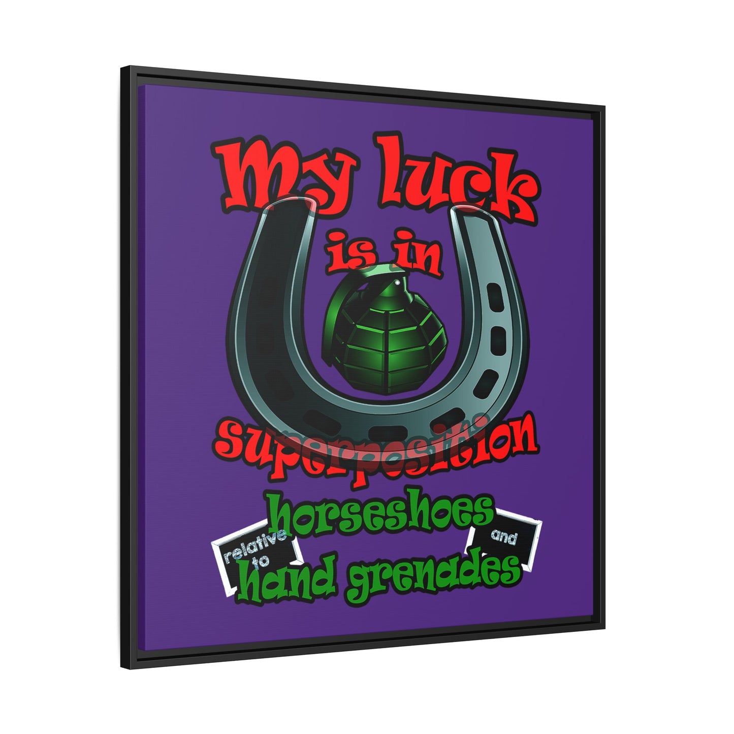 my luck - framed canvas art (purple)