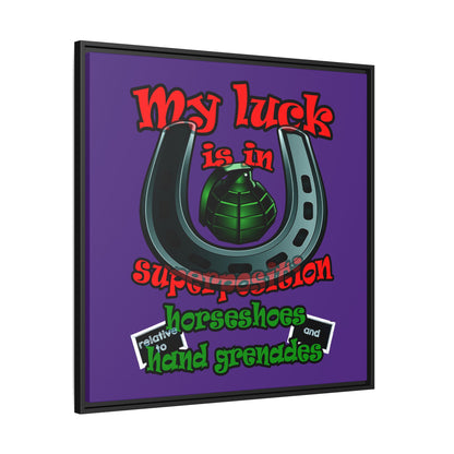 my luck - framed canvas art (purple)