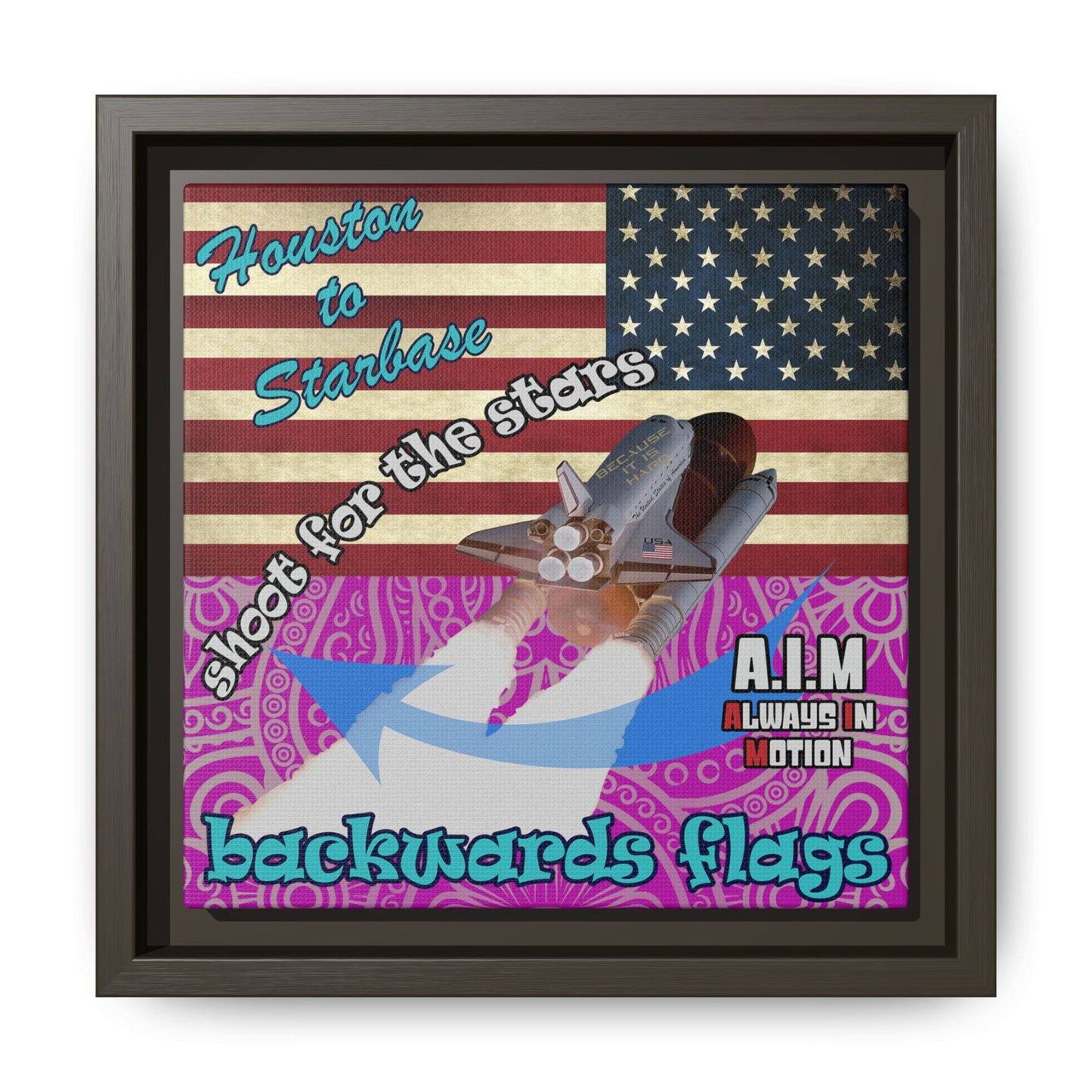 shoot for the stars - framed canvas art (pink swirl)