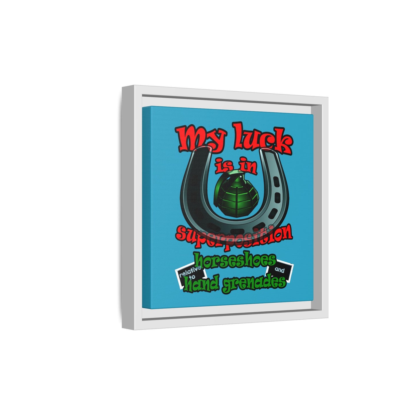 my luck - framed canvas art (turquoise)