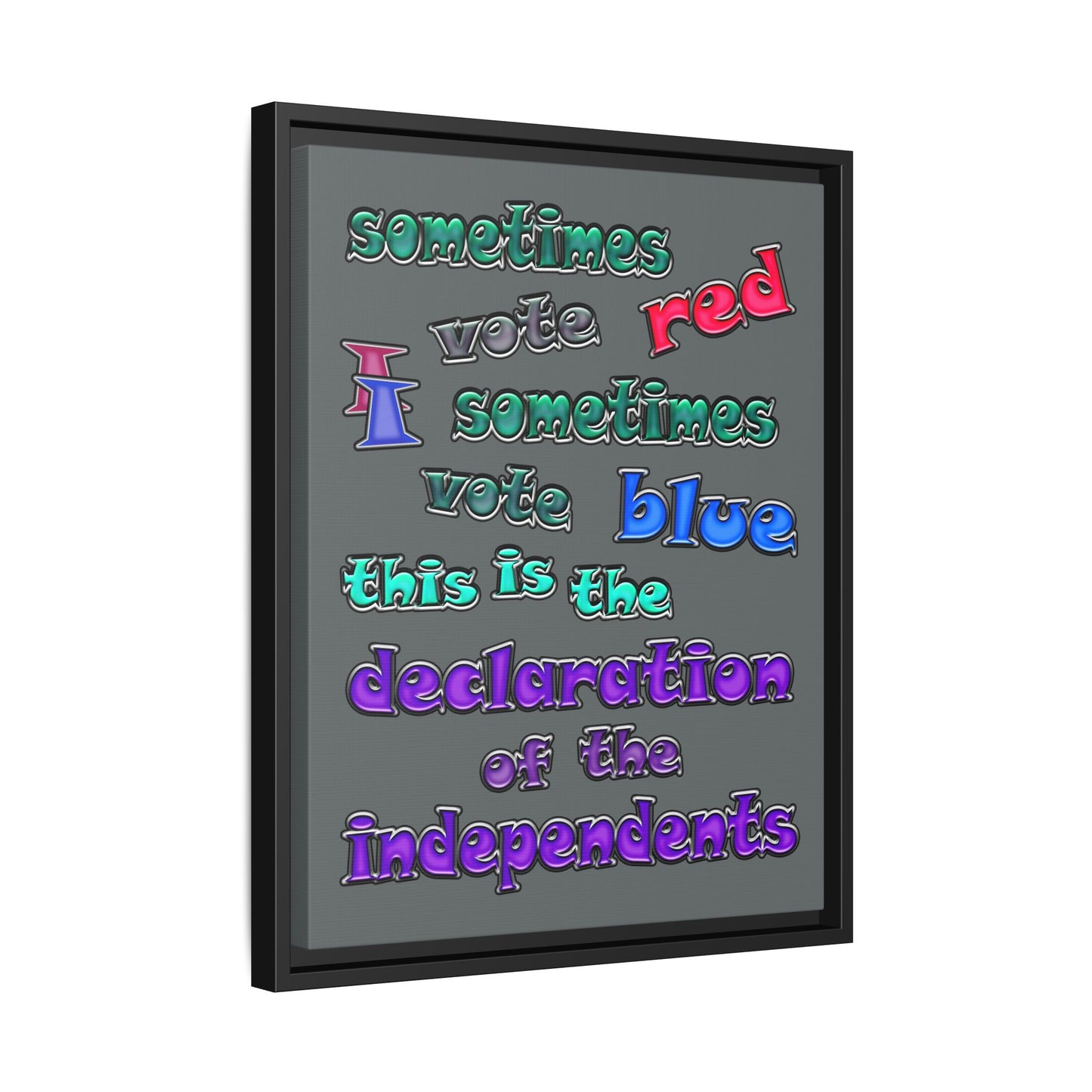declaration of the independents - framed canvas art (dark grey)