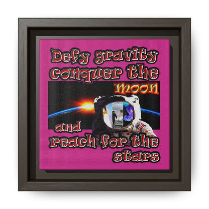 defy conquer reach - framed canvas art (pink)