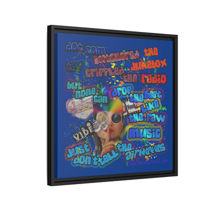 drop the beat - framed canvas art (dark blue)