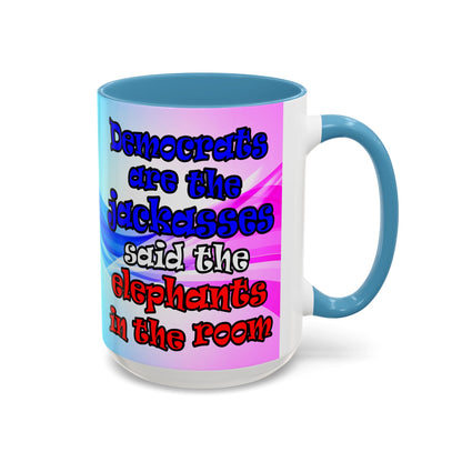 donkeys and elephants - Accent Mug (light blue-pink wave)