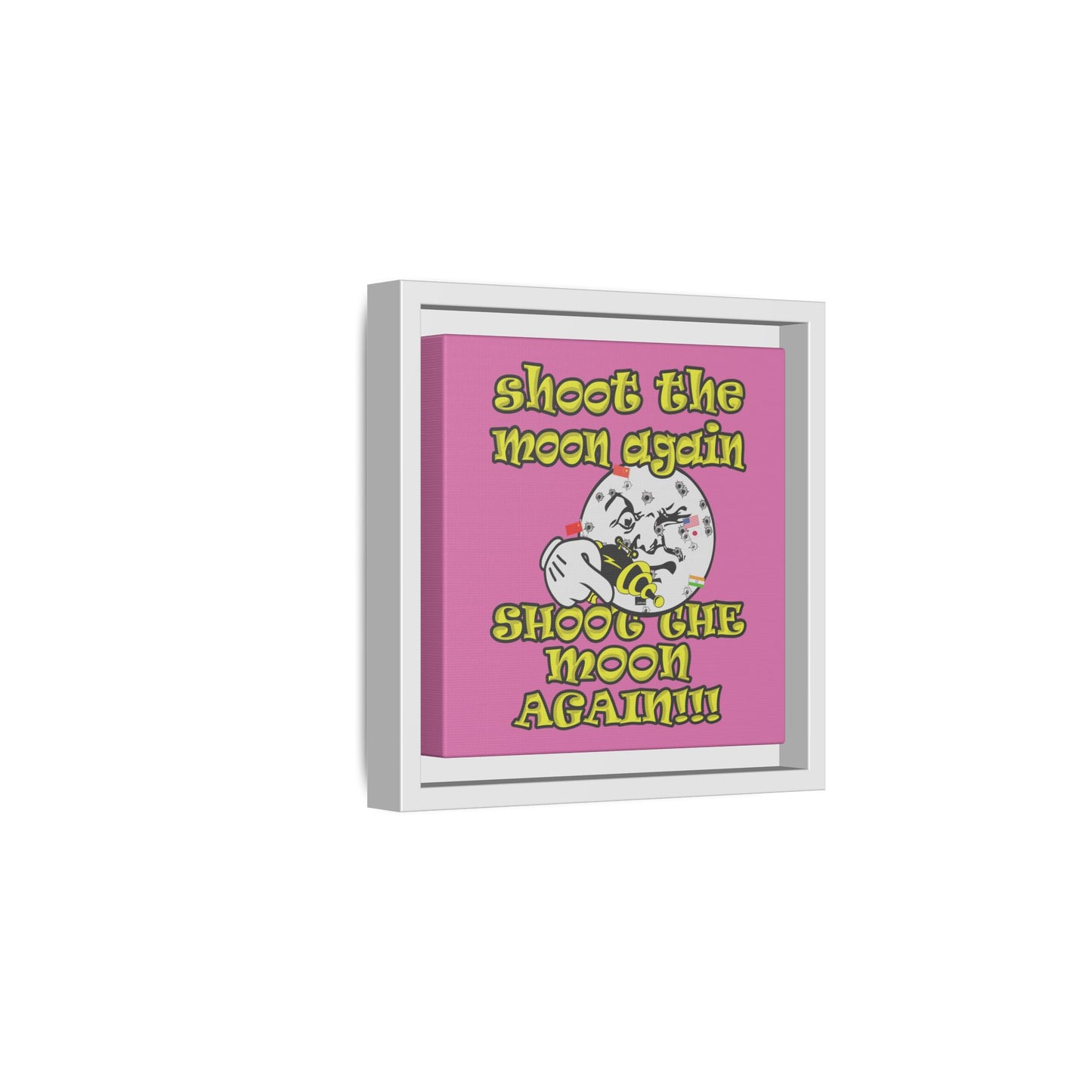 shoot the moon again - framed canvas art (light pink)