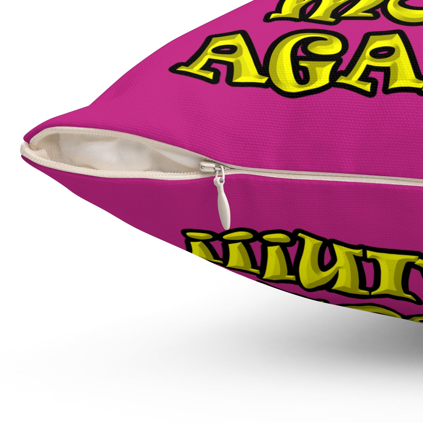 shoot the moon again - Spun Polyester Square Pillow - (pink)