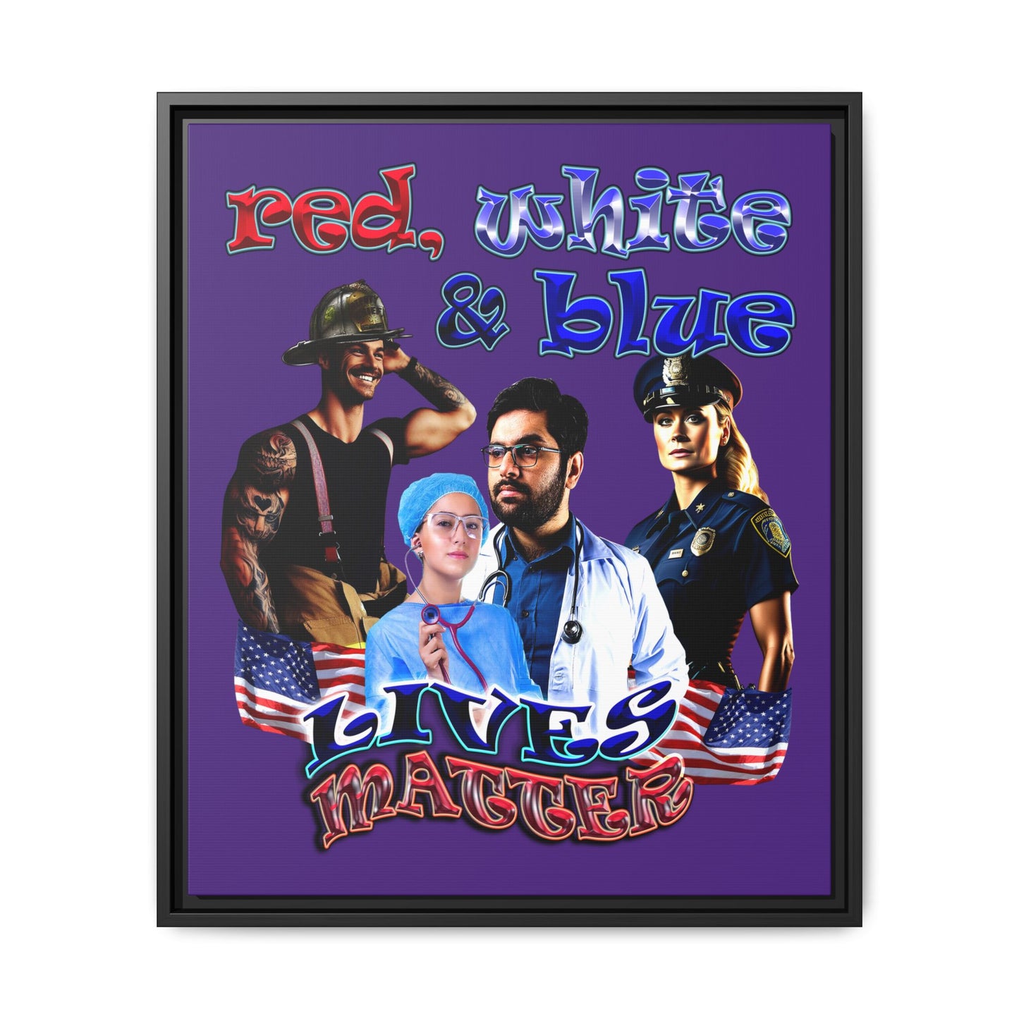 rw&b lives matter - framed canvas art (purple)
