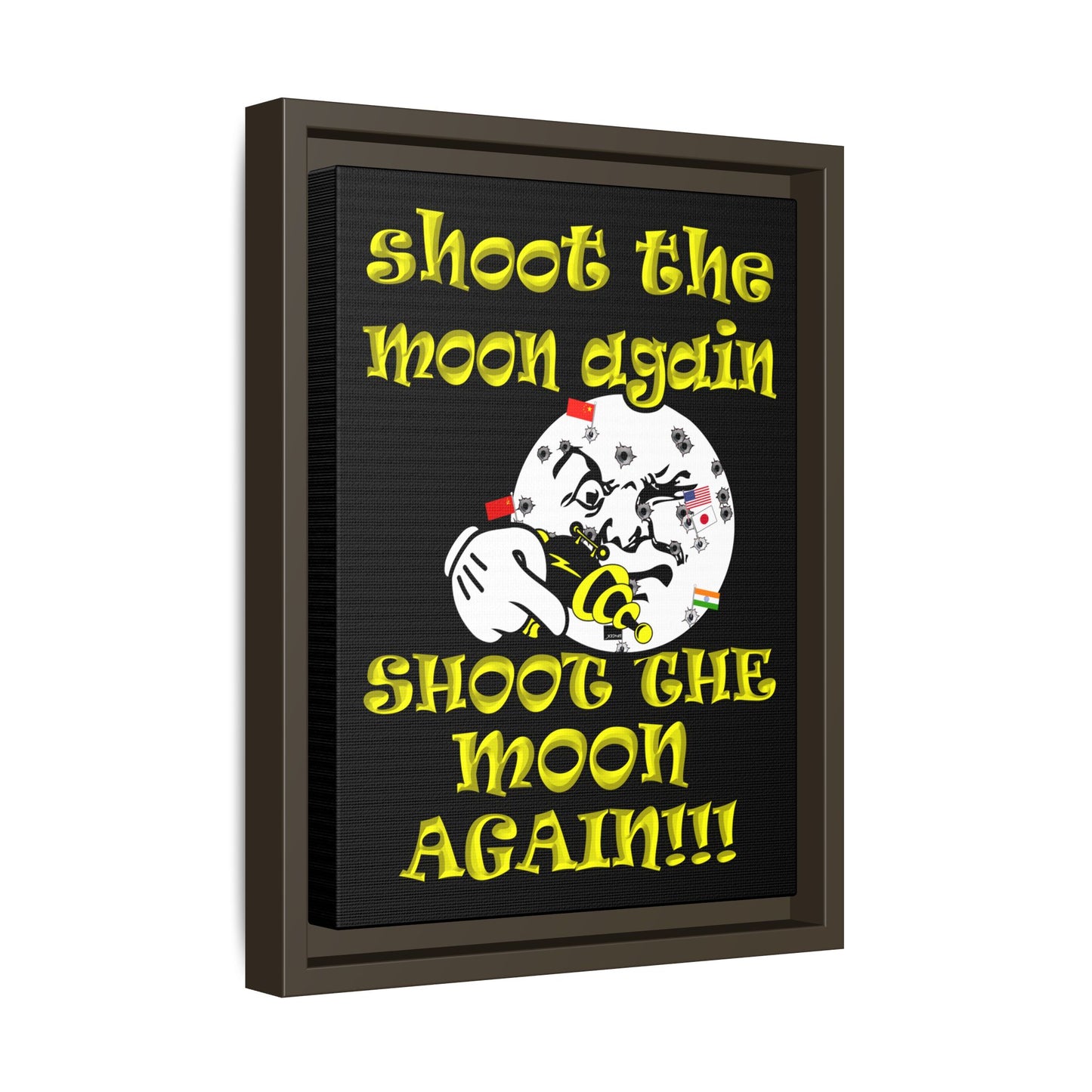 shoot the moon again - framed canvas art (black)