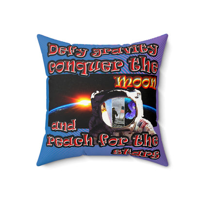 defy conquer reach - Faux Suede Square Pillow - (light blue-purple wave)