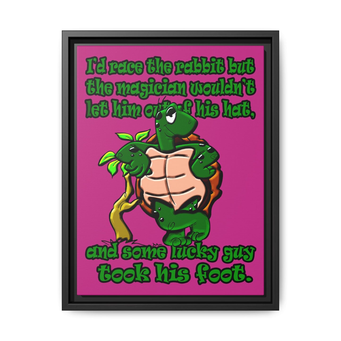 turtle race - framed canvas art (pink)